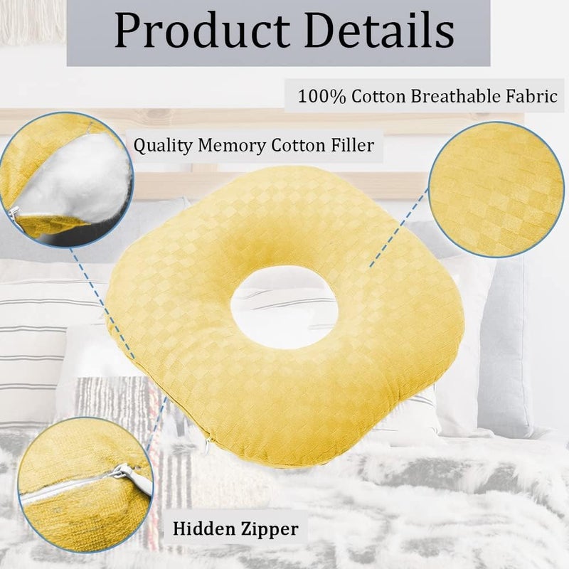 Wuronsa Ear Piercing Pillow for Side Sleepers, Pillow with an Ear Hole for CNH and Ear Pain Ear Inflammation Pressure Sores, O-Shaped Side Sleeping Pillow, Ear Guard Pillow(Yellow) - Image 4